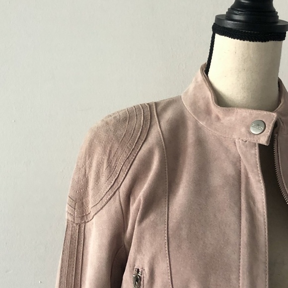 Balmain Light Pink Suede Leather Short Jacket 42 - Picture 3 of 8